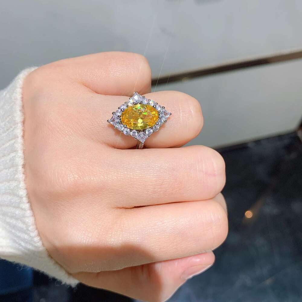 Huayoumei Jewelry Imitation Paraiba Tourmaline Emerald For Women, Unique Red Corundum Ring 256