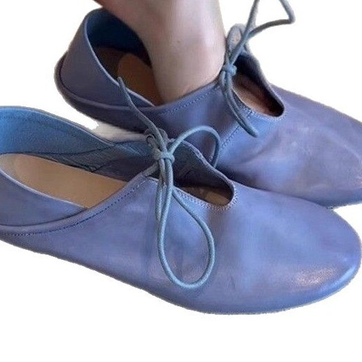 Soft Leather Flat Slip-On Two-Way Wear Women's Spring Summer New Lace-Up Hollow Round Designer Toe Shoes