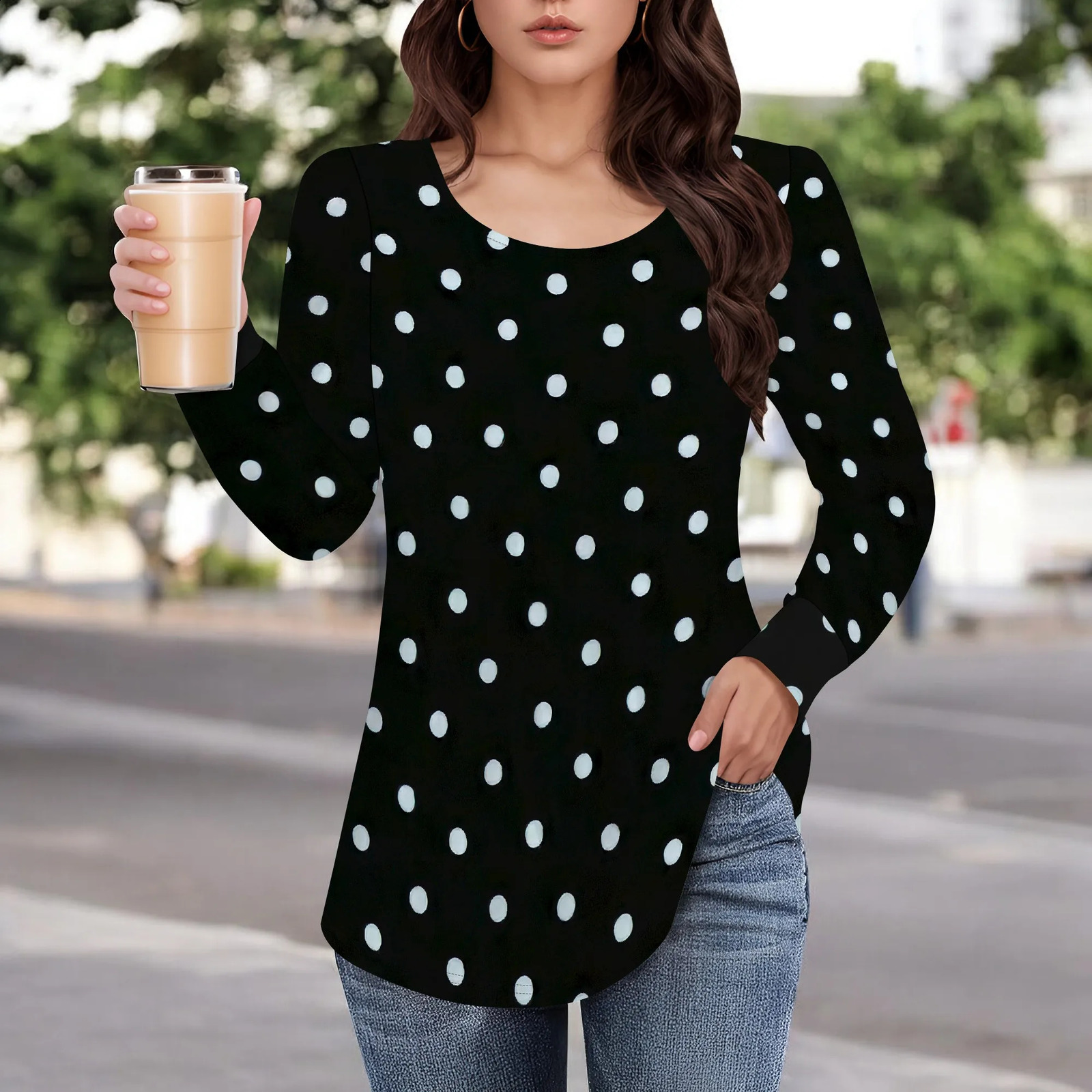 Womens Fall Long Sleeve Tunic Tops for Leggings Crewneck Casual Blouse T-Shirt 250703