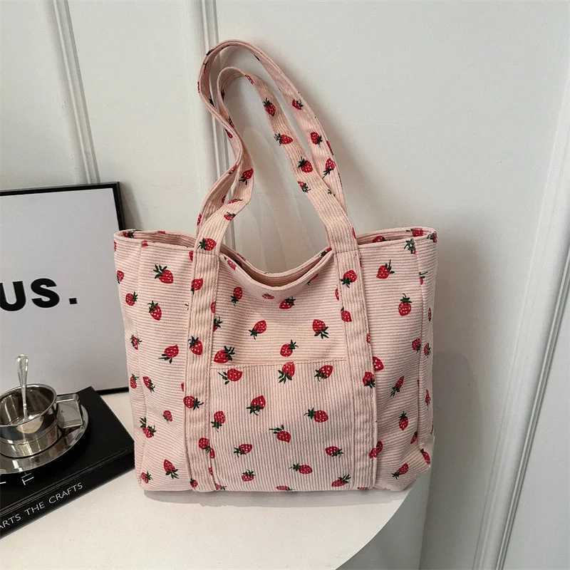 Corduroy Handbag berries Beach Bag able Versatile Shoulder Bag Large Capacity Simple Commuter Womens Tote Bag