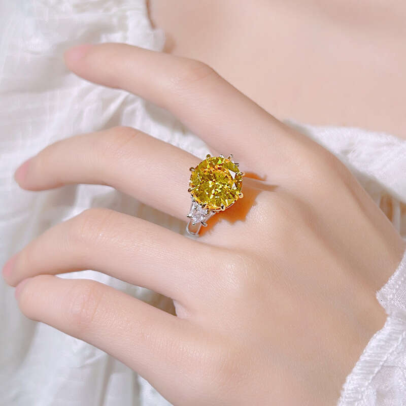 New Style Jewelry Colorful Gem Round Fashion Heavy Craft Luxury Inlaid For Women Two-Tone Gold-Plated Ring Ed3
