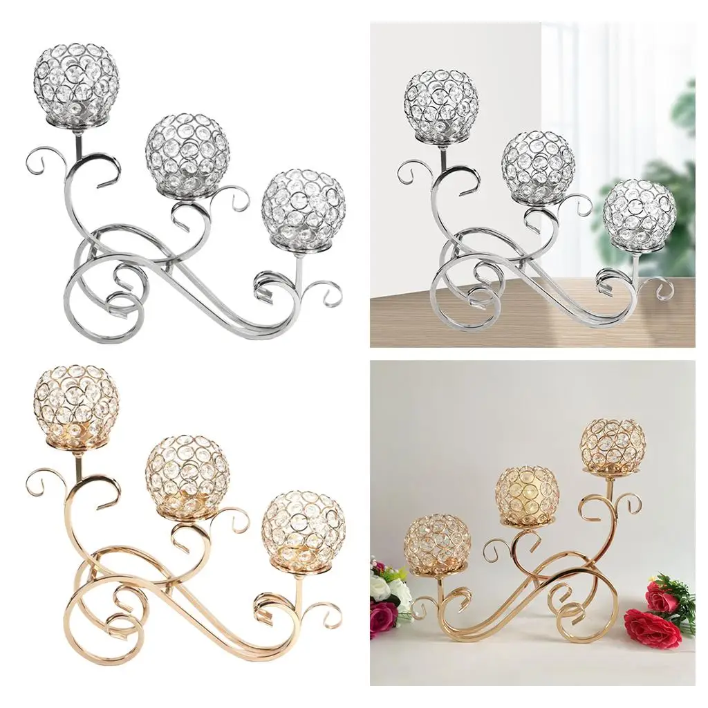 Crystal Candle Holders 3 Arms Candelabra Sparkling Candelabrum Candlesticks Table Decoration for Wedding Decor Home Centerpiece H260310