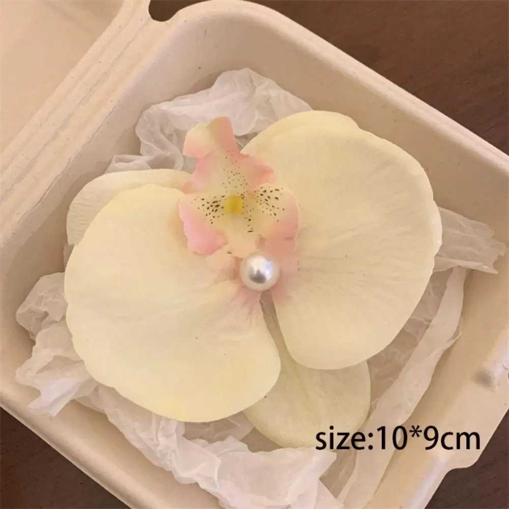 Orchid Butterfly Bow Flower Hair Clips Silk Flower Hairpin Phalaenopsis Pearl Duckbill Clip Hair Accessories for Vacation Photos Y250707