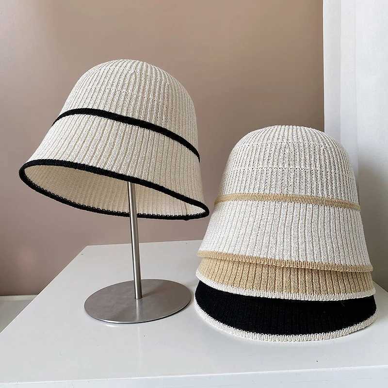 Knitted Women Bucket Hat Luxury Sunscreen Panama Summer Breathable Sun Protection Fisherman Hats Streetwear Foldable Beach Cap Y250707