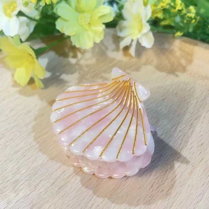 1 Pcs Vintage Style Women Plate Hair Clips Shell Shape Simple Multi-color Acetate Bobby Pins Y250707