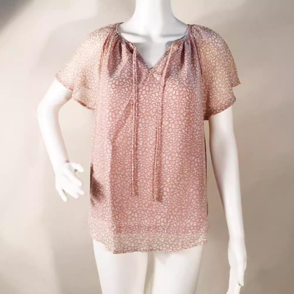 2025 Summer new women's new T-shirt floral casual V-neck loose simple short sleeved top Summer new designer T-shirt New designer short sleeved to