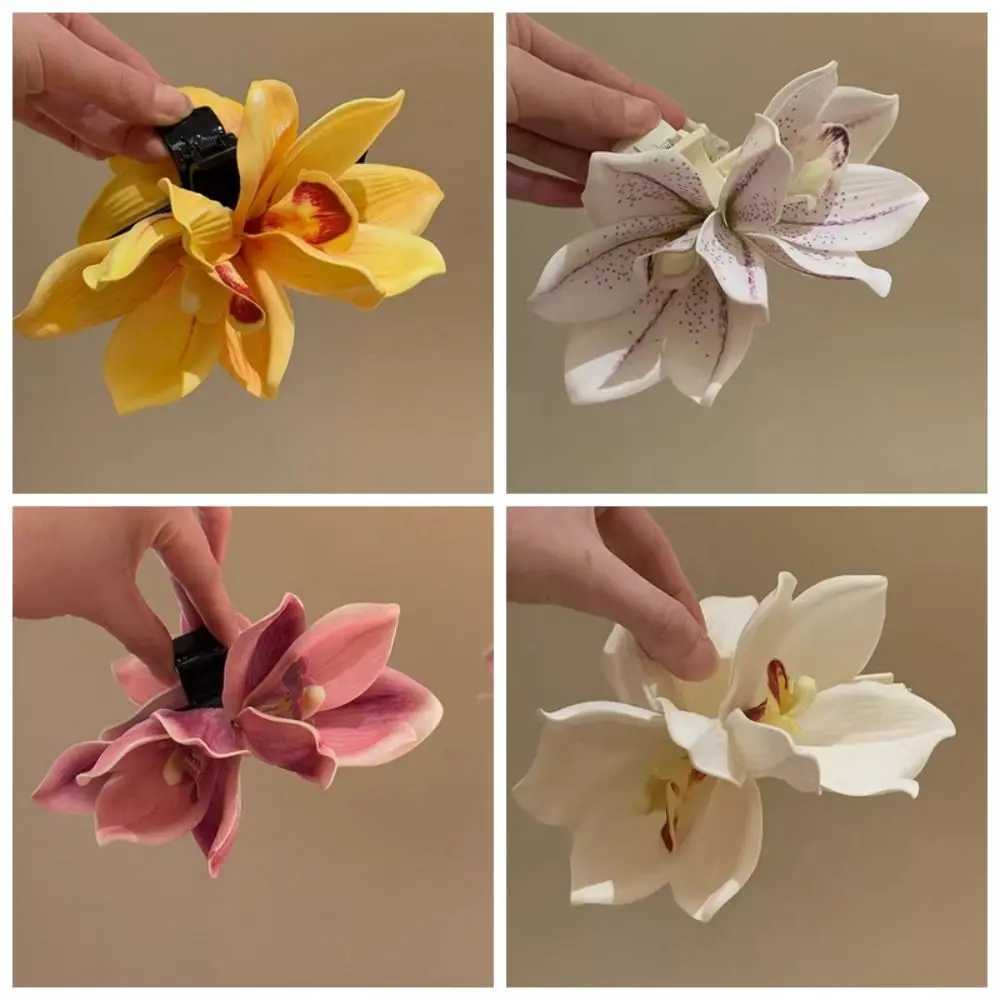 100% Cotton Linen Cotton Linen Cotton Flower Hair Claw Acrylic Fabric Women Hair Accessories Daily Y250707