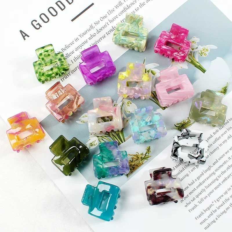 Acetate Mini Square Hollow Hairpin Crab Claw Clip Womens Hair Clips Girls Barrettes Bath Bundle Hair Accessories Y250707