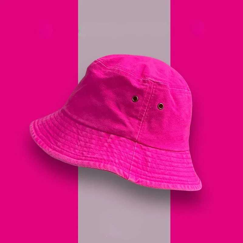 Fluorescent Bucket Hat Women Spring and Summer Fashion Green Sunscreen Shade Street Wash Basin Hat All-match Mens Panama Hats Y250707