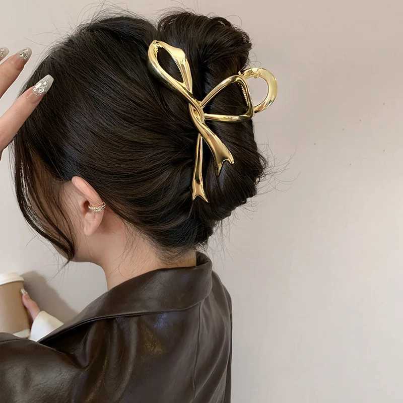 2024 New Vintage Ribbon Bow Hair Claws Exquisite Metal Hair Clip Clasp Hairpins For Women Hair Accessories Barrettes Shark Clips Z250707