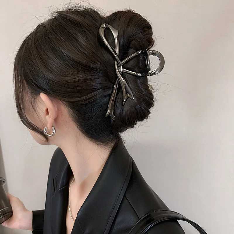2024 New Vintage Ribbon Bow Hair Claws Exquisite Metal Hair Clip Clasp Hairpins For Women Hair Accessories Barrettes Shark Clips Z250707