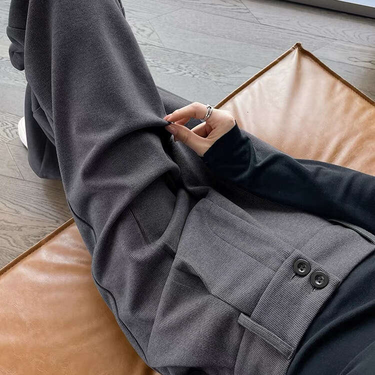 Woolen Wide-Leg Trousers For Women, Autumn And Winter New Loose Versatile High-Waist Draped Straight-Leg Casual Suit Pants B5