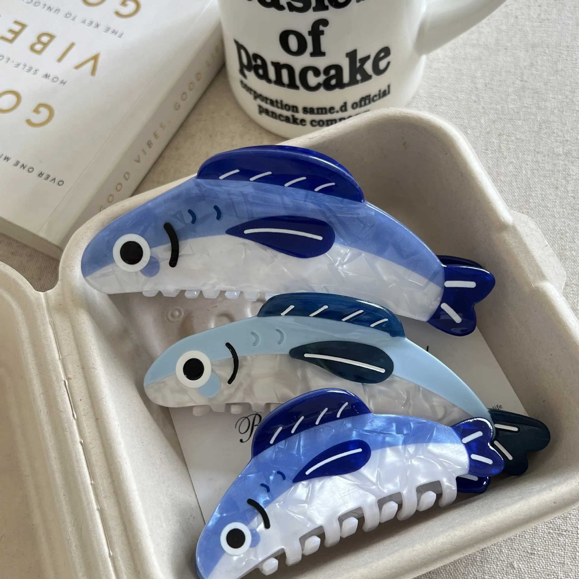 Muweordy Blue Sardine Hair Claw Simulation Fish Marine Animal Claw Clip Beach INS Hot Crab Hair Clips Hair Accessories for Women Z250707
