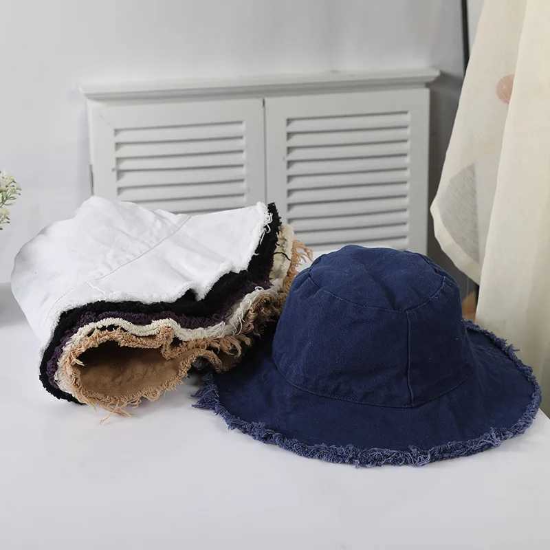 irls Hairy Fisherman Hat Summer Japanese Style Small Fresh Art Versatile Sunshade Hat Y250707
