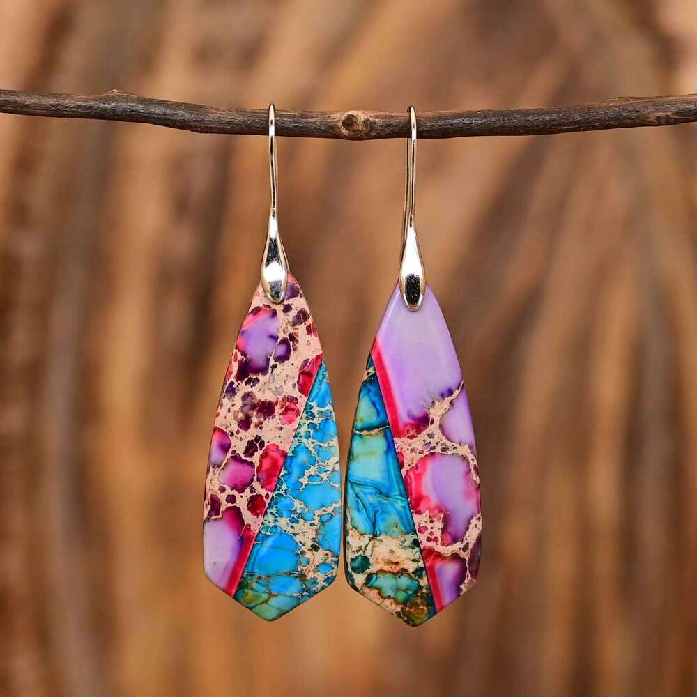 Gorgeous Women Arrow Shape Natural Stone bohemian Earrings