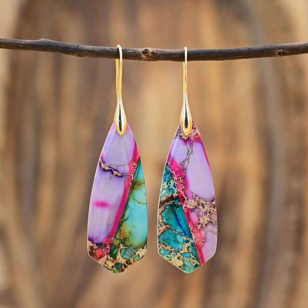 Gorgeous Women Arrow Shape Natural Stone bohemian Earrings