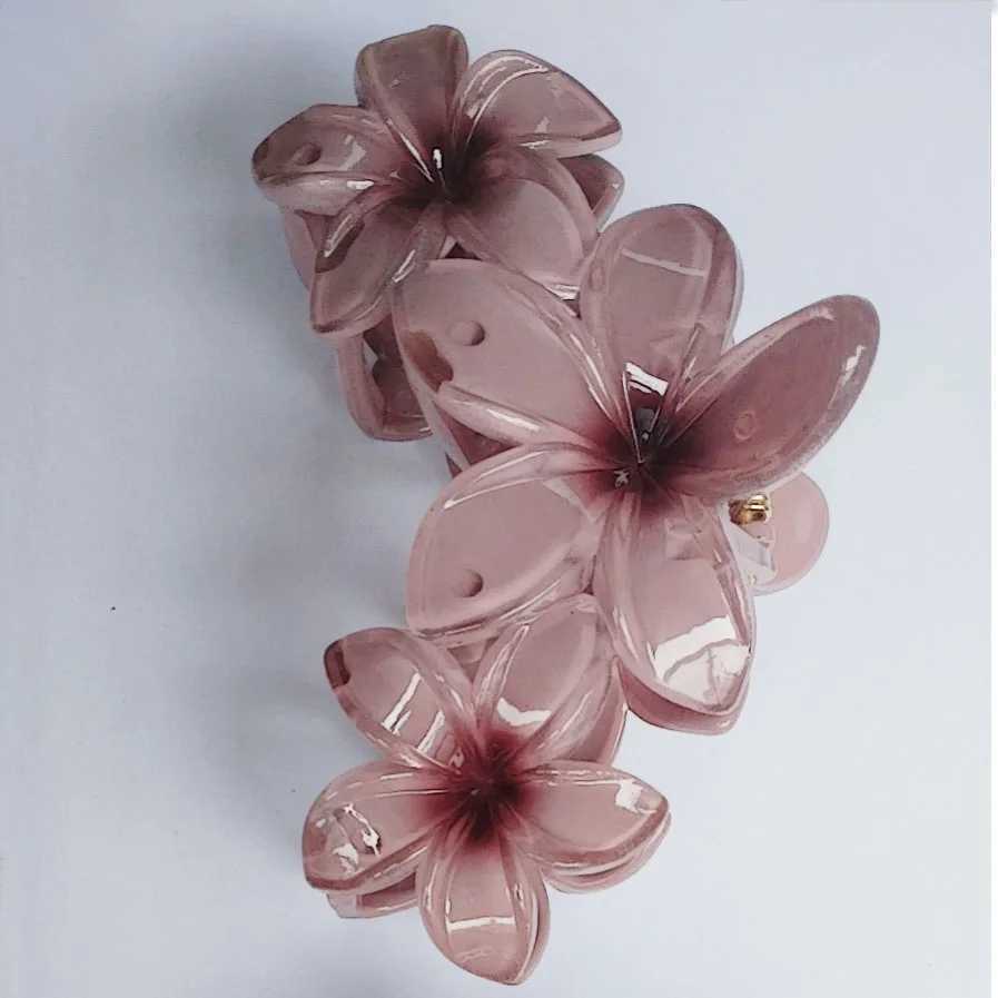 Flower Hair Claw for Women 10CM Plastic Wine Red Cute Hair Clips Beach Vocation Hot Popular Travel hair Accessories Female Y250707