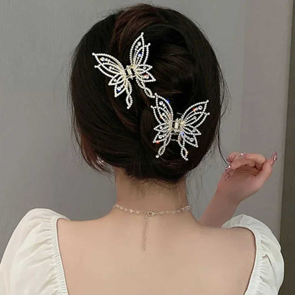 Fashion Metal Openwork Hair Claw Butterfly Clips for Women Girls Elegant Ponytail Clip Vintage Pin Accessories Y250707