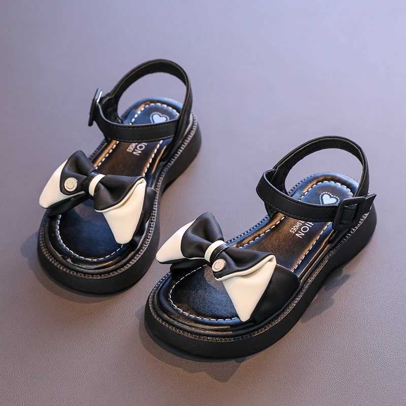 New Sweet Girl Summer Sandals Elegant Bowknot Children Princess Shoes Fashion Open-toe Kids School Sandals Versatile Hook Loop R250707