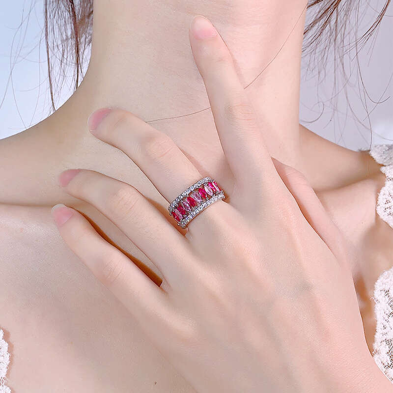 Autumn Winter New Jewelry Two-In-One Open Ring Red Zircon Pink Diamond Women's Fashion Wholesale 10B