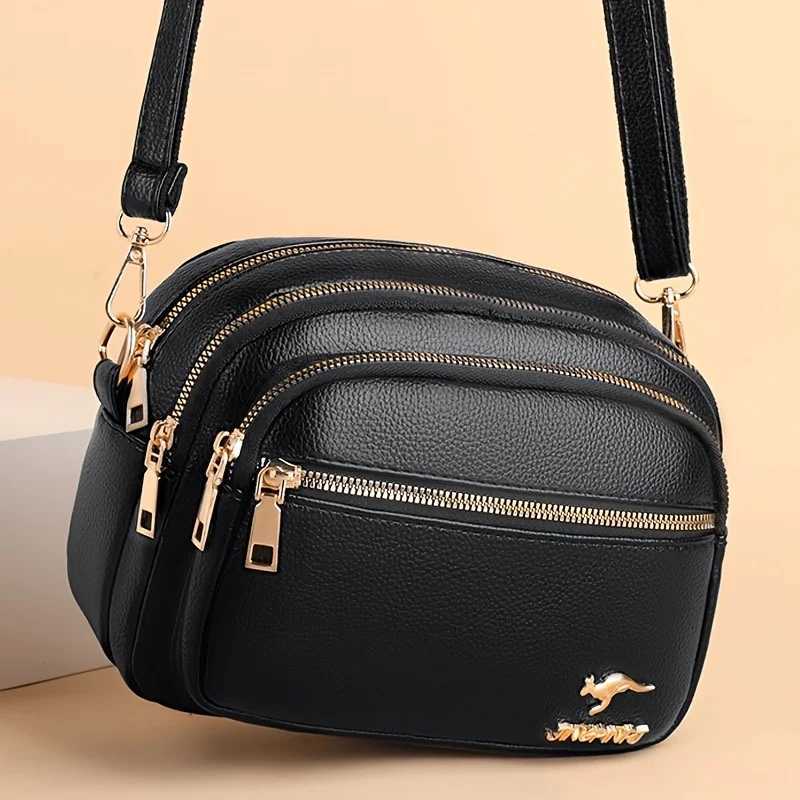 Multi-Layer Shoulder Messenger Bag Womens Crossbody Purse Versatile Solid Color Handbag for Women Casual and Work Use