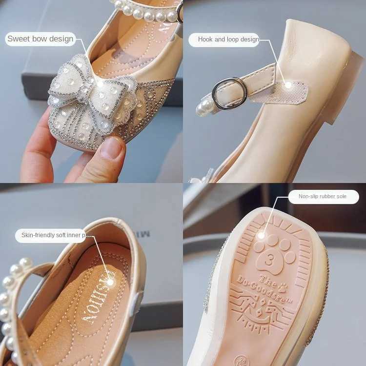New Girl Sandals Cute Bow Pearl Sequins Kid Princess Shoes Flat Heels Children Dancing Size 21-36 R250707