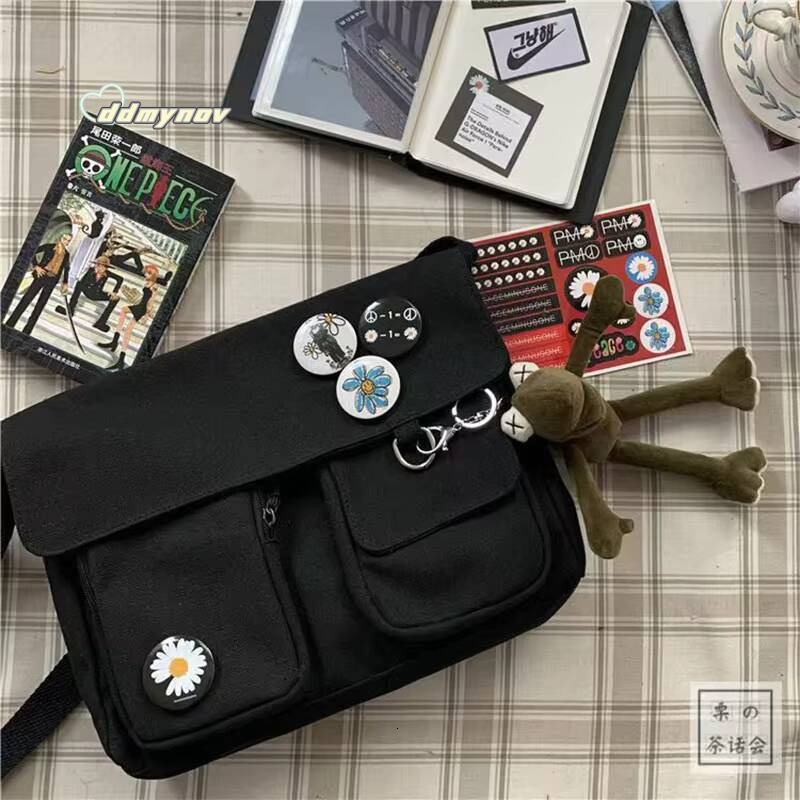 Japanese Harajuku Cute Retro Girl Messenger Shoulder Bag Canvas Student School Female Anime double messenger bag ddmynov