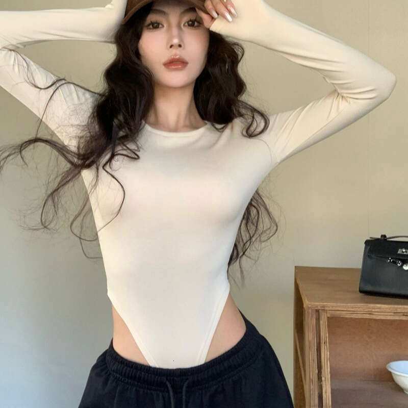 Autumn Winter New Slim Fit Brushed Cotton Round Neck Long Sleeve Inner T-Shirt Women's Bodysuit Base Shirt Top B5