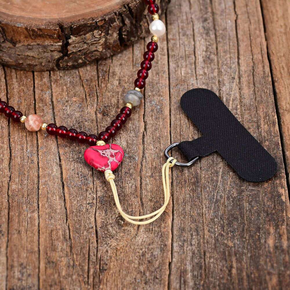 Bohemian Natural Mixed Color Imperial Stone Strap Irregular Bean-Shaped Friendship Jewelry Charm Phone Chain