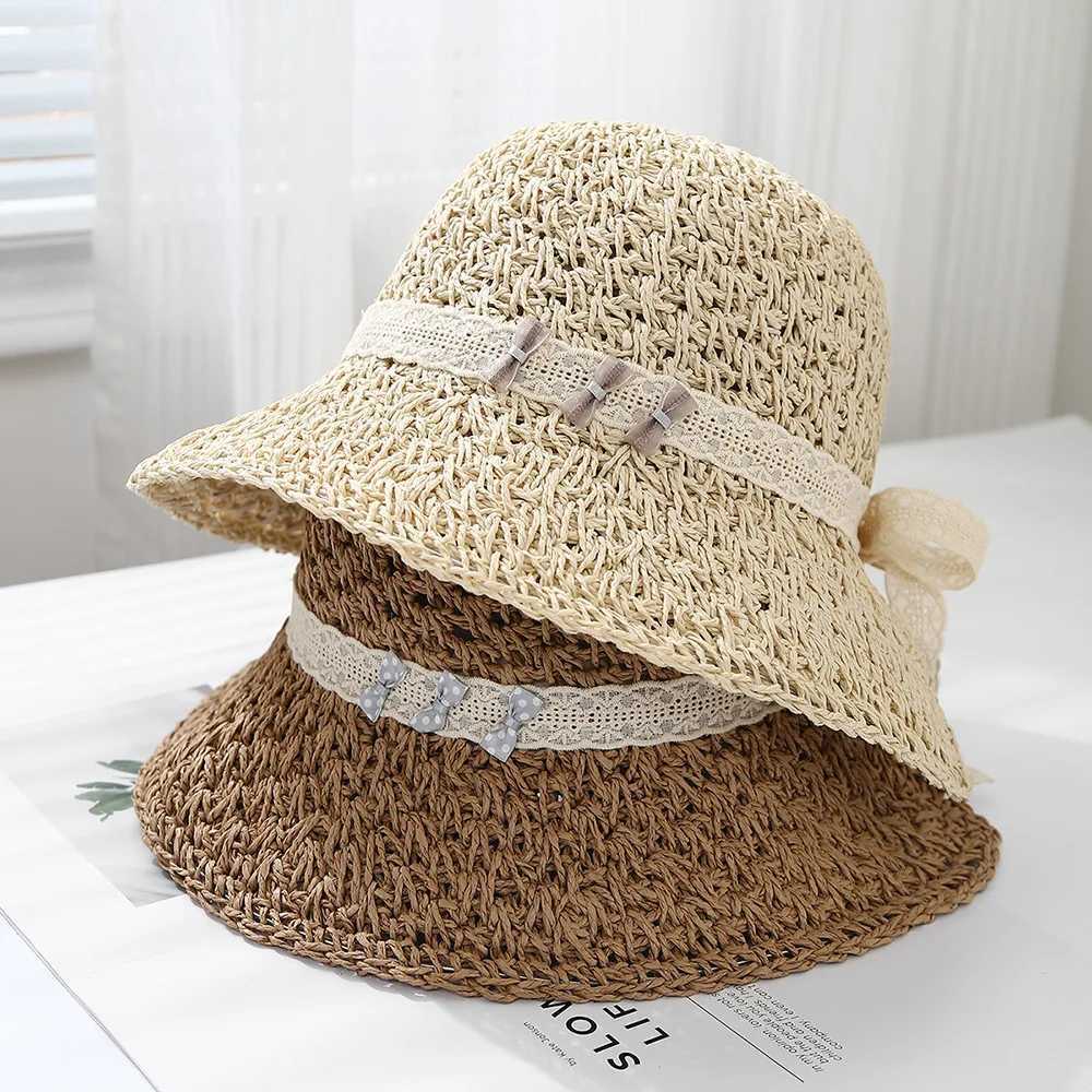 Summer Hats For Women Sun Hat Wide Brimmed Foldable Handmade Bow Bucket Hat Female Sunshade Korean Style Sunhat New Y250707