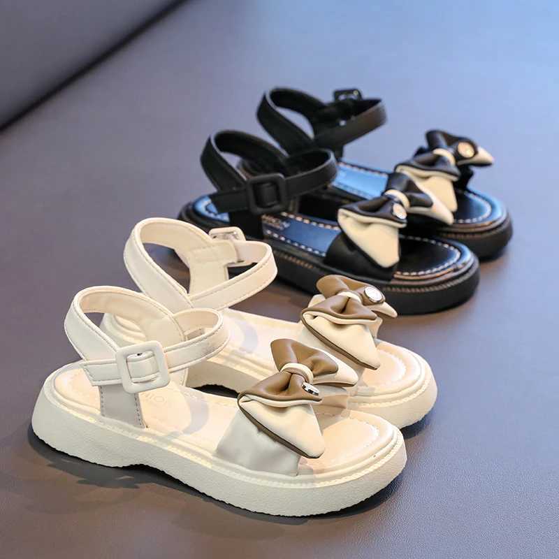 New Sweet Girl Summer Sandals Elegant Bowknot Children Princess Shoes Fashion Open-toe Kids School Sandals Versatile Hook Loop R250707