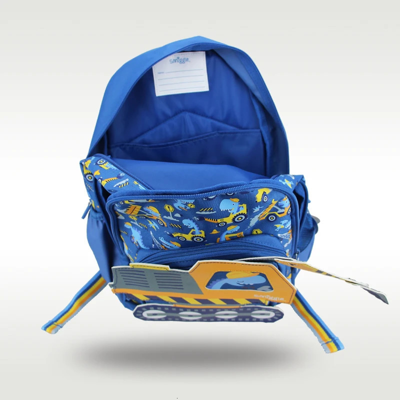 Australia smiggle original childrens schoolbag boys excavating machinery shoulder backpack Kawaii 3-7 year modeling bags 14 inc 250704