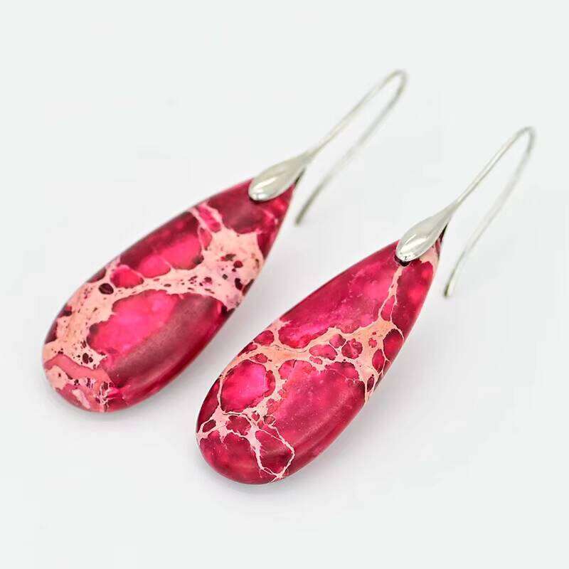New Design Red Emperor Fashion Simple Natural Stone Earrings Jewelry Water Drop - Shipped