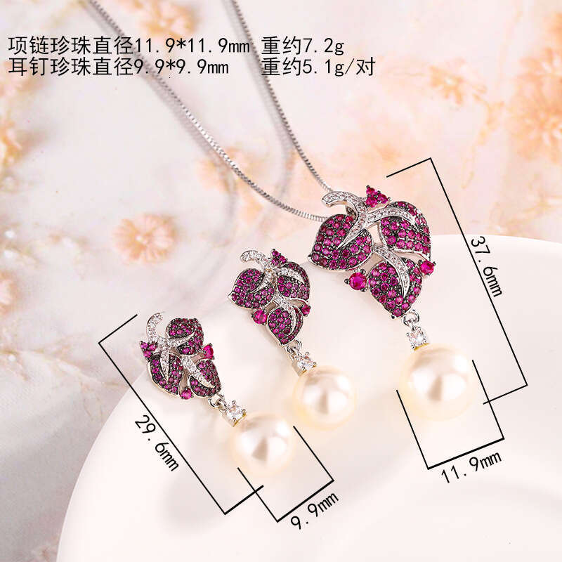 Jewelry New Set White Gray Pearl Earrings Necklace Pendant Fashion Accessories For Women 487