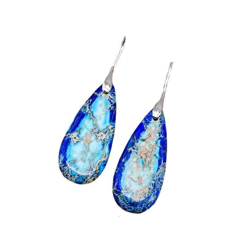 Design Shape Mixed Color Natural Stone Earrings Water Drop - Shipped