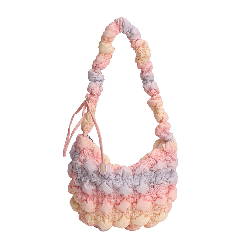 Quilted Padded Crossbody Bag for Women Pleated Bubbles Cloud Shoulder Bags Large Tote Bucket Ruched Handbags 2023 y240816