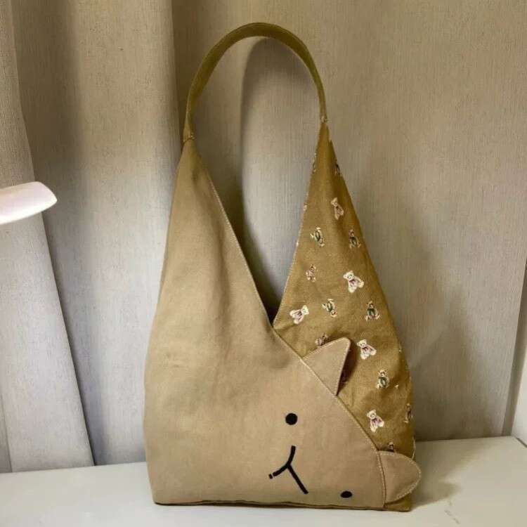 Free shipping designer bag Luxury bag Cute Cat Bucket 2025 Japanese Style New Cartoon Canvas Casual Versatile Large Capacity Commuter Shoulder Bag