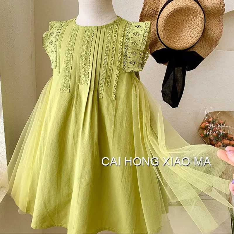2025 New Summer Princess Girls Dress Sleeveless Lace Mesh Dress For 2-8 Years Old Kids Children Birthday Present Clothes R250707