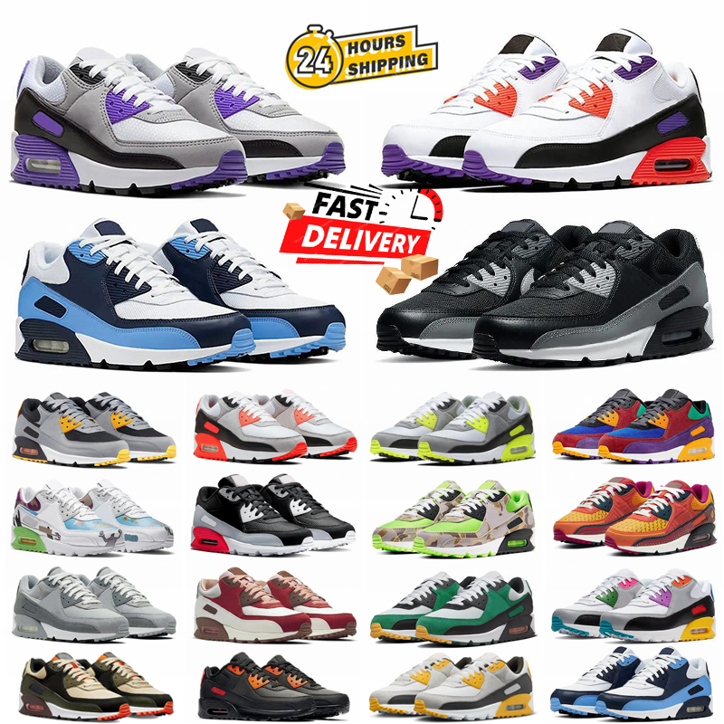 Free Shipping Designer 90 90s Running Shoes Mens Womens Triple White Black UNC Mesh Leather Gum Surplus Safety Orange Grape Outdoors Sport Sneakers