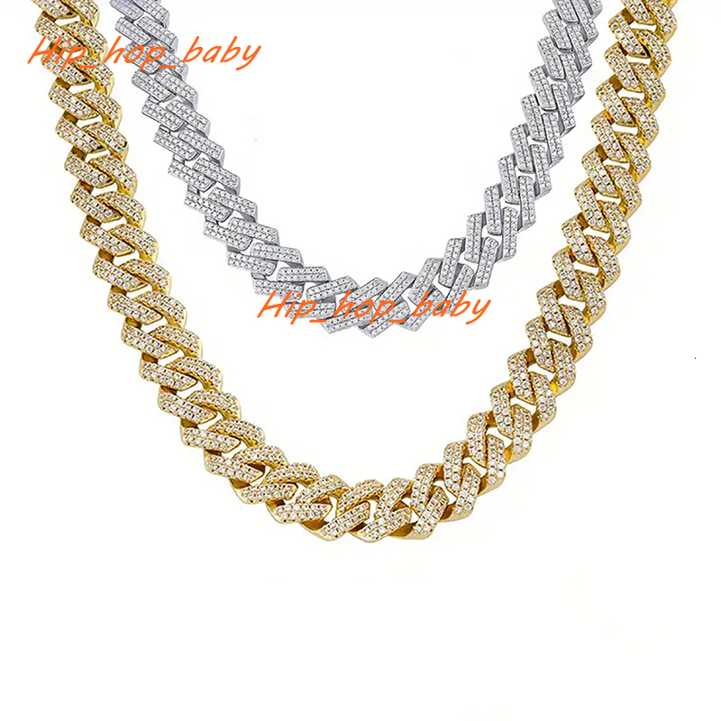 Moissanite Cuban Link Chain S925 Silver Plated 18K Gold Iced Out Hip Hop Style Certified Jewelry for Men Statement Cuban Chain