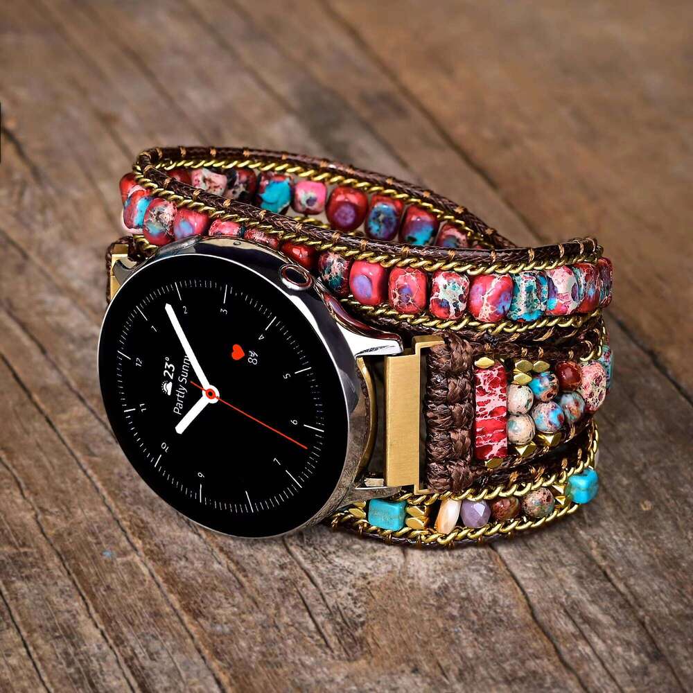 Creative Handmade Smart Red Imperial Stone Samsung Bohemian Jasper Bracelet Watch Strap