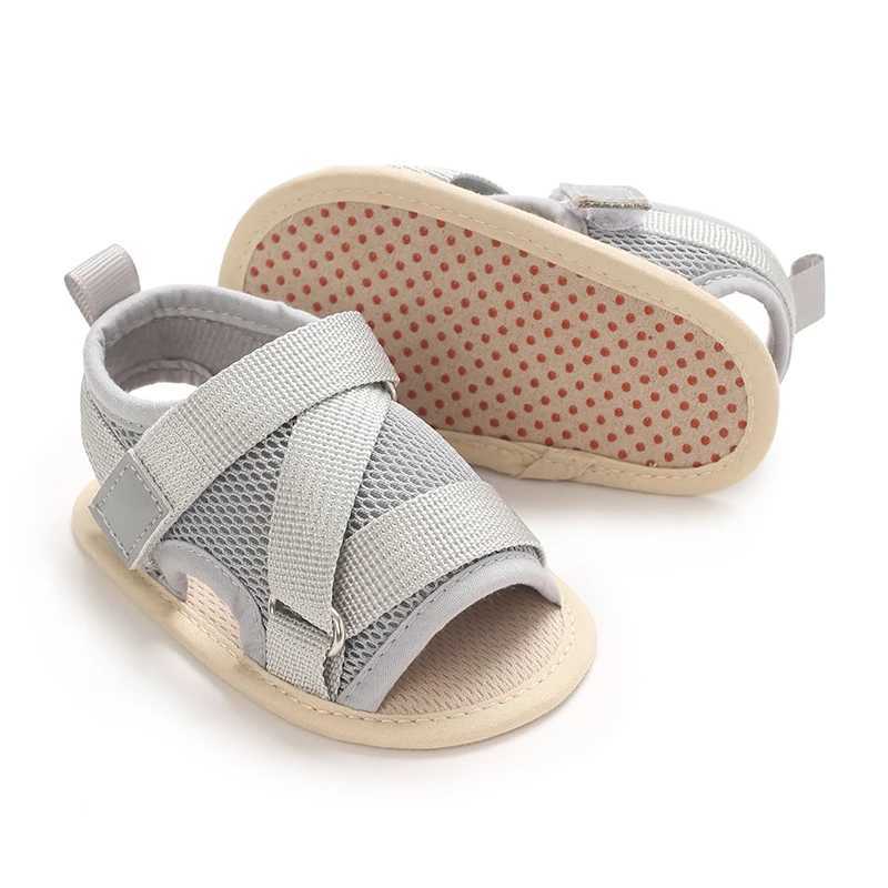 Gray Summer 0-18M Newborn Sandals High-Quality Soft Sole Anti-Slip Breathable Babys First Walking Shoes R250707