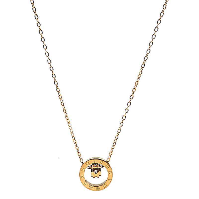 DHcollections Women New Model Roman Turntable Light Niche Clavicle High-end Sense Neck Chain Titanium Steel Necklace