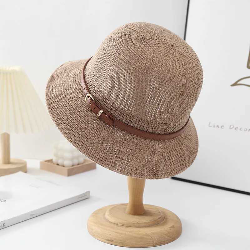New Fashion Summer Cotton Large Bucket Hat For Women Solid Sun Hats With Belt Female Lady Outdoor Fisherman Hat Bonnet Cap Y250707