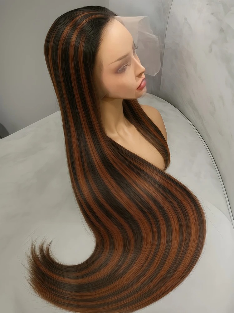 1B/30 Highlight Omber Brown Colored Wigs Human Hair 30 40 Inch High Density 13x4 Bone Straight Hd Lace Front Wig Human Hair On Sale Synthetic For Wome