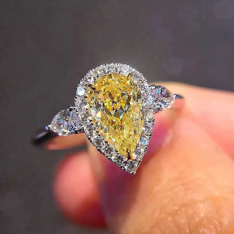 925 Sterling Silver Wedding Ring For Women Luxury Yellow Pink Zircon Gemstone Rings Fine Jewelry Wholesale XJ250707