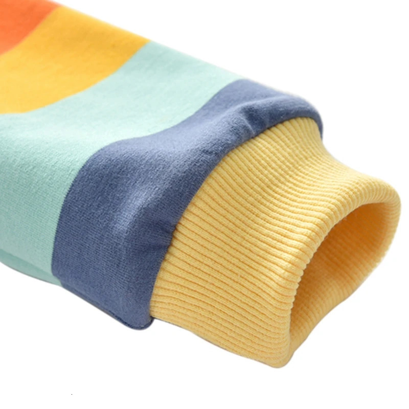 Autumn Baby Girls Hoodie Jacket Kids Sweater Shirt Rainbow Stripe Long Sleeve T-Shirt Children Tops Zipper Sweatshirt Child Coat 250704