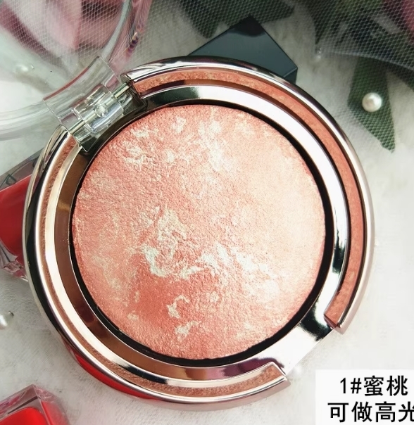 Baked multi-color blush Partyqueen Blush Cake Orange shade can be used as eyeshadow, highlighter and contour. Suitable for natural makeup. 240627