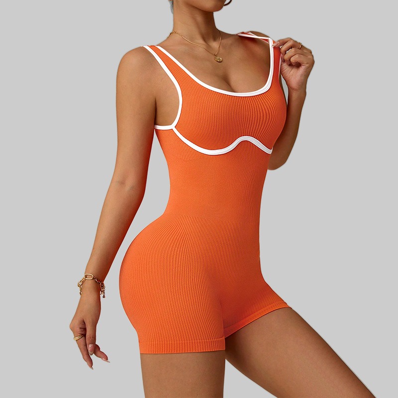 Seamless Shockproof One-Piece Suit for Aerial Performance - Colorblocked Yoga & Dance Wear Jumpsuit