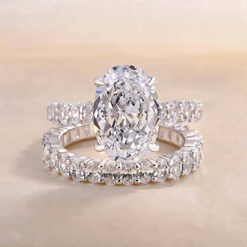 14K White Gold Valuable Lab Diamond Promise Ring Set Engagement Wedding Rings for Women Men Party Jewelry Gift XJ250707